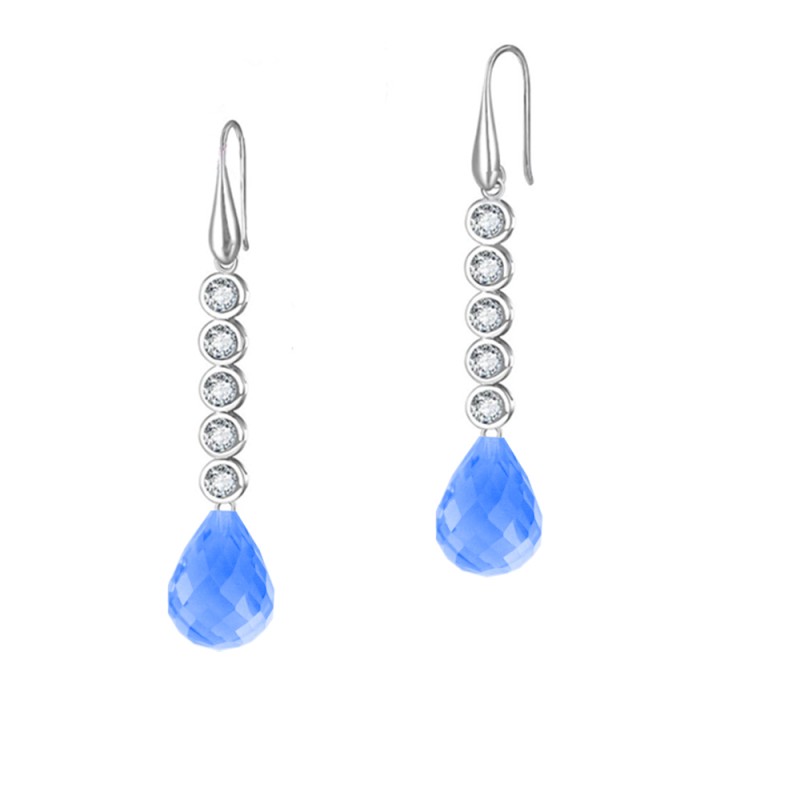 Σκουλαρίκια με blue topaz και ζιργκόν σε ασημένια βάση 925 - G125266BT