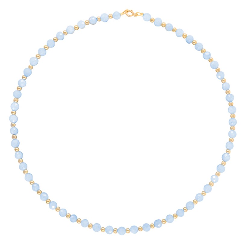 Κολιέ με Κ14 χρυσά στοιχεία και aqua - M125384A