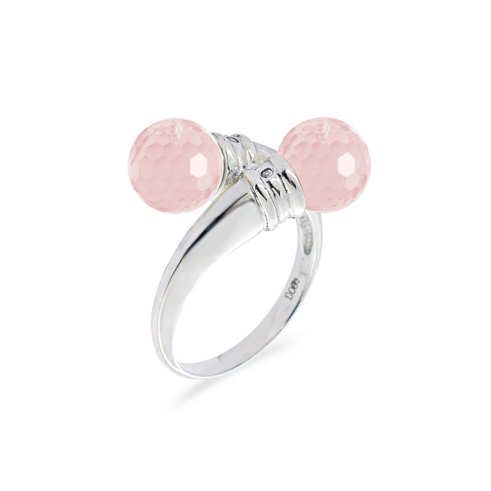 Δαχτυλίδι με Pink Quartz και διαμάντια σε ασήμι 925 - M117750PQ Δαχτυλιδια > Δαχτυλιδια με ημιπολύτιμους λίθους