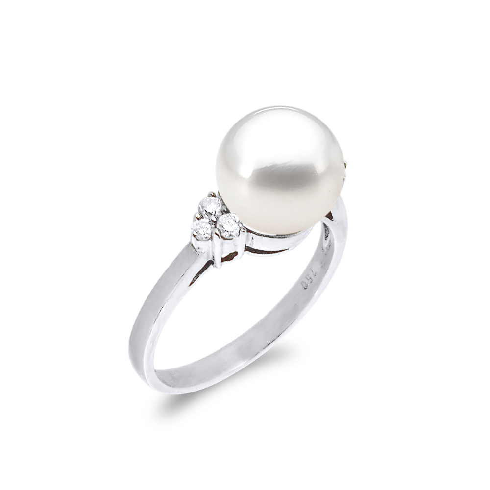 Δαχτυλίδι με μαργαριτάρι Akoya σε λευκόχρυσο Κ18 - W319306 Δαχτυλιδια > Δαχτυλιδια με μαργαριτάρια