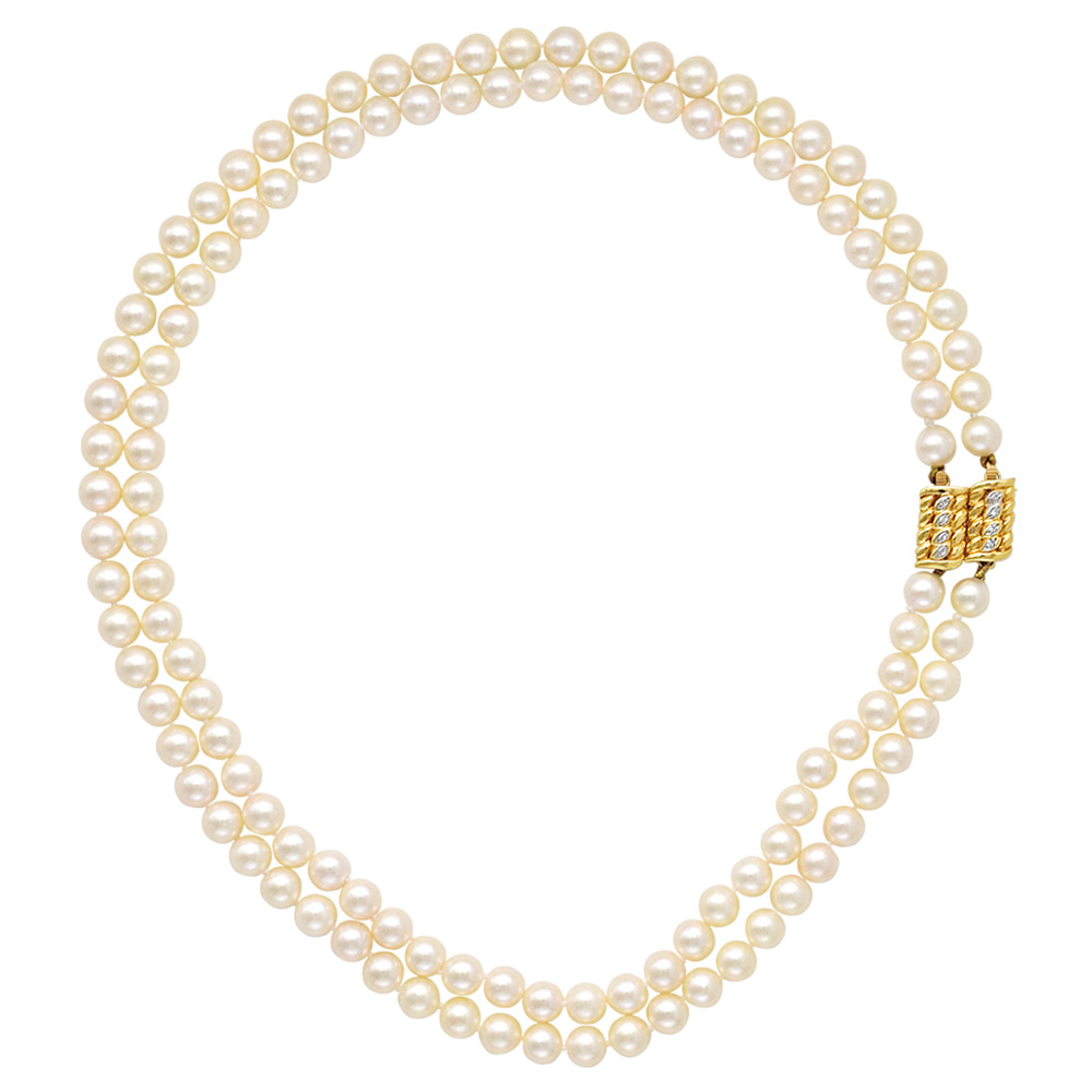 Κολιέ με μαργαριτάρια Akoya και χρυσό κούμπωμα K18 με διαμάντια - M104656 ΜΟΝΑΔΙΚΑ ΚΟΣΜΗΜΑΤΑ