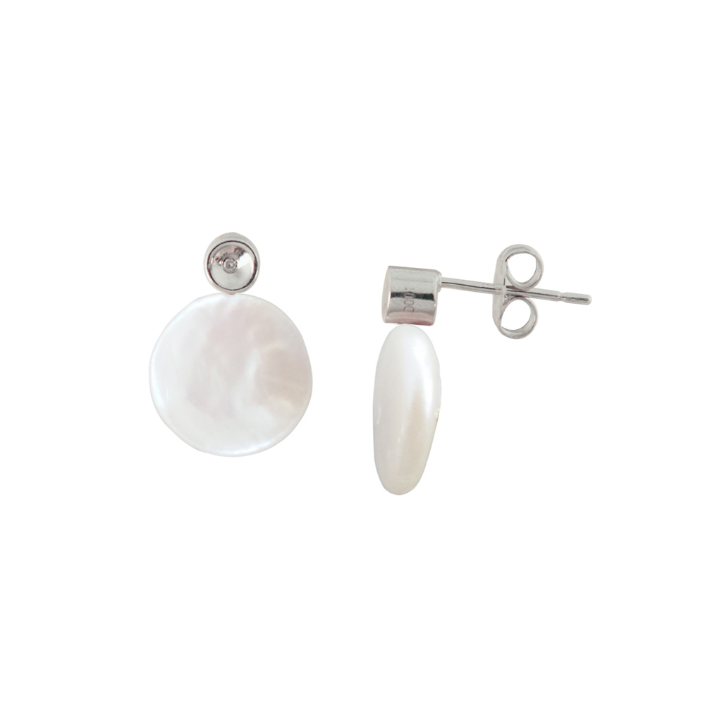Σκουλαρίκια με λευκά μαργαριτάρια και διαμάντια σε ασημένια βάση 925 - S121226K Σκουλαρικια > Σκουλαρικια με μαργαριταρια