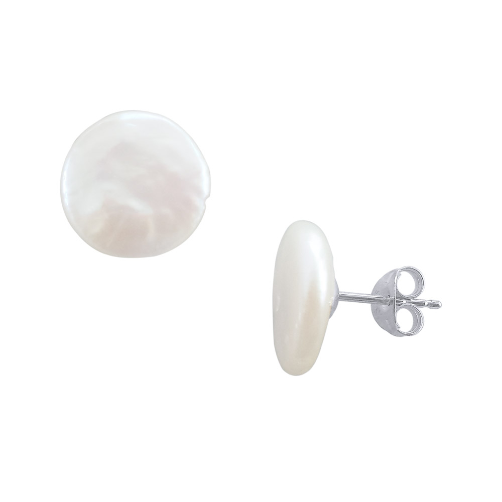 Σκουλαρίκια με λευκά μαργαριτάρια σε ασημένια βάση 925 - M123393 Σκουλαρικια > Σκουλαρικια με μαργαριταρια